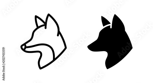 Photos Fox Head Icons, Simple Line Art & Silhouette, Animal Vector Graphics, Wildlife S