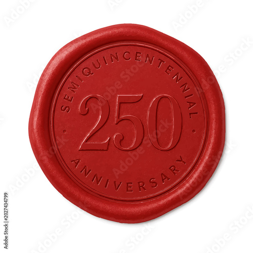 red wax seal isolated 250 th independen day of United State of America 