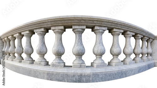 Konstfotografi Curved marble balustrade with ornate balusters, isolated on transparent backgrou