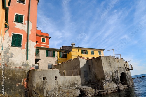 The picturesque seaside village of Boccadasse, famous for its pastel-colored houses Genoa  Italy