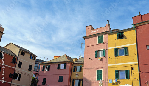 The picturesque seaside village of Boccadasse, famous for its pastel-colored houses Genoa  Italy