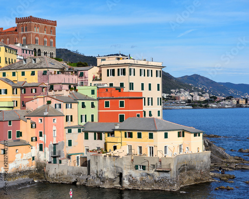 The picturesque seaside village of Boccadasse, famous for its pastel-colored houses Genoa  Italy