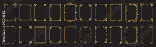 Εκτύπωση καμβά Luxury vintage golden decorative frames collection on black background