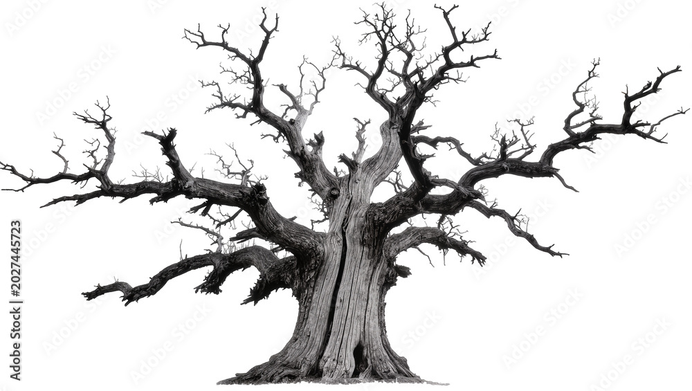 Photography Poster Gnarled dead ancient oak tree with twisted