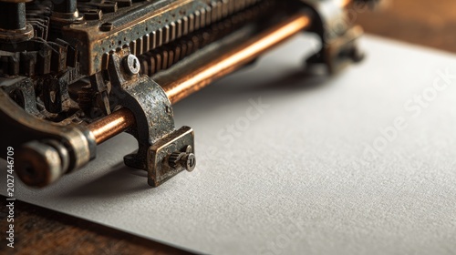 Vintage mechanical writing machine with blank paper, ready for stories