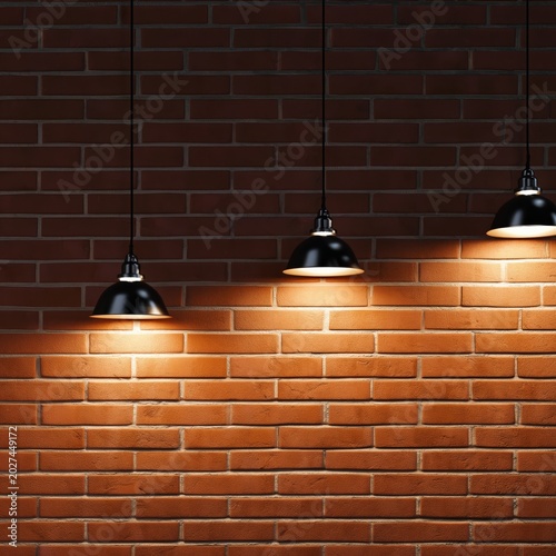 Warm Lights Hanging on a Brick Wall in a Modern Interior Setting