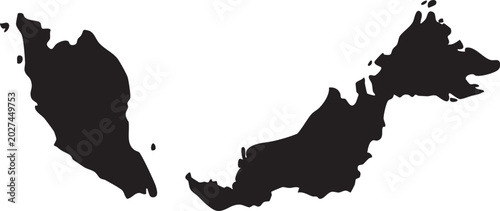 Fotografía Black silhouette map of Malaysia a vector illustration for geography travel and