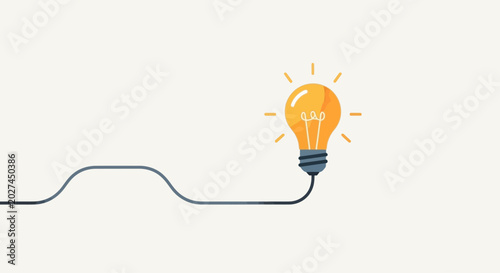 Obraz na płótnie Bright light bulb glowing, symbol of innovation and new ideas on a simple backgr