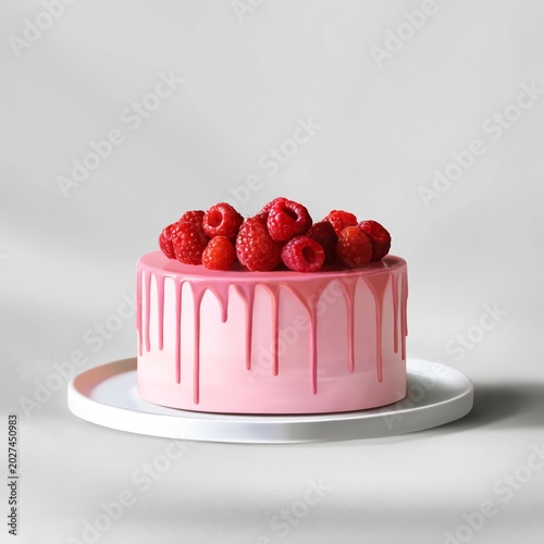 Sweet Creation With Raspberry and Pink Frosting on a White Plate