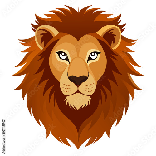 Photography African lion head mascot isolated on white background, front view