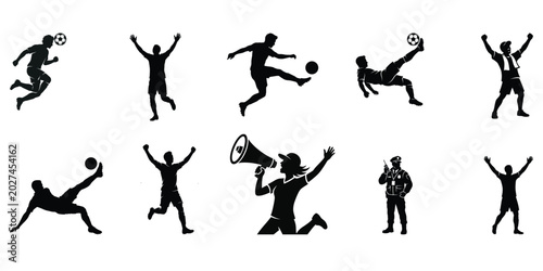 Cuadro en lienzo Fifa world cup 2026 soccer players fans silhouette collection for sports event g