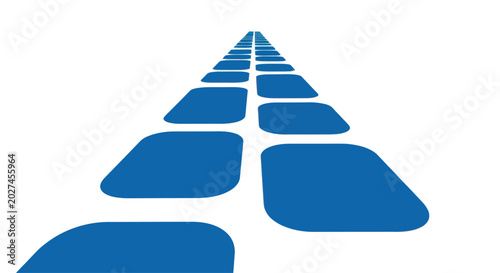 Photos Abstract blue pathway receding into distance on white background