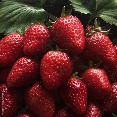 Fresh Strawberries Arranged on a Dark Surface Ready for a Dessert or Snack