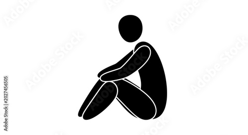 Canvastavla Stylized Silhouette of Person Sitting in Contemplation, Minimalist Icon
