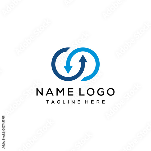 Creative letter CC CO connect loop Infinity with arrow logo design inspiration