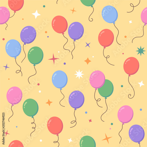 Balloons seamless pattern, background. Celebration, birthday party simple illustration