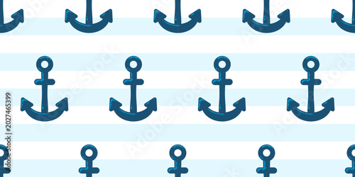 Photography Blue marine ship anchor seamless pattern