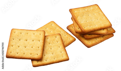 Delicious crispy crackers, isolated on cutout transparent background