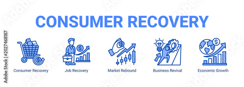 Quadro em tela Consumer Recovery web banner icon concept, with Consumer Recovery, Job Recovery, Market Rebound, Business Revival