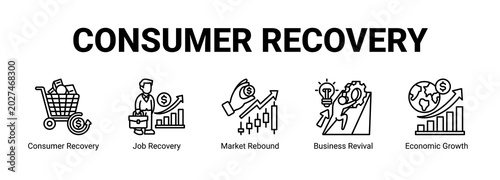 Photos Consumer Recovery web banner icon concept, with Consumer Recovery, Job Recovery, Market Rebound, Business Revival