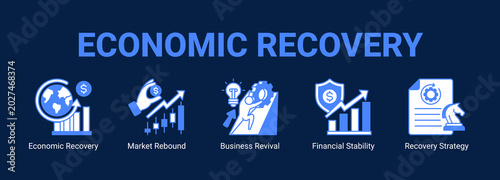 Foto Economic Recovery web banner icon concept, with Economic Recovery, Market Rebound, Business Revival, Financial Stability