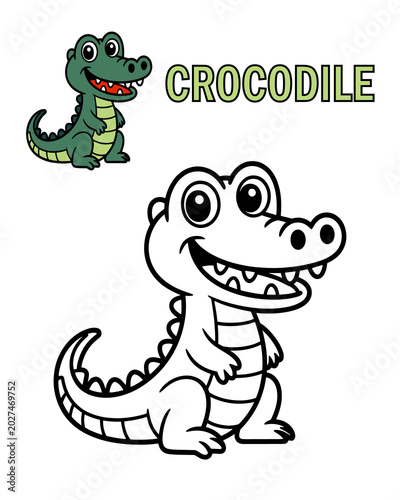 Cartoon crocodile smiling happily