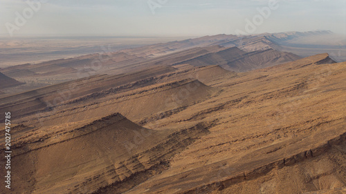 Photos Aerial Desert Ridge Escarpment Layered Mountains Atmospheric Haze Morocco