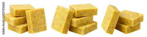 Fotografía Seasoned bouillon cubes stack, isolated on cutout transparent background