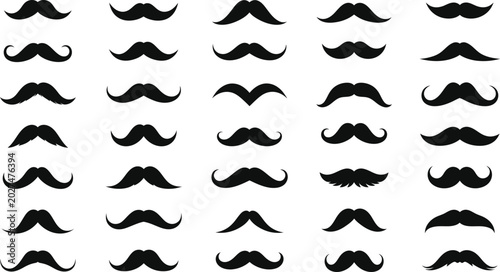 Foto Black mustache styles collection vector icons Vector