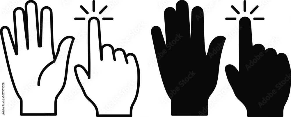 Fototapeta premium Hand signs showing numbers one and five Vector