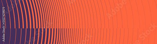 Bild auf Leinwand Abstract orange and purple background features geometric curved lines with glitc