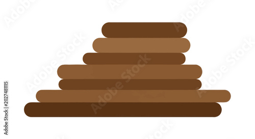 Tableau sur toile Stack of Brown Wood Logs Isolated on White Background