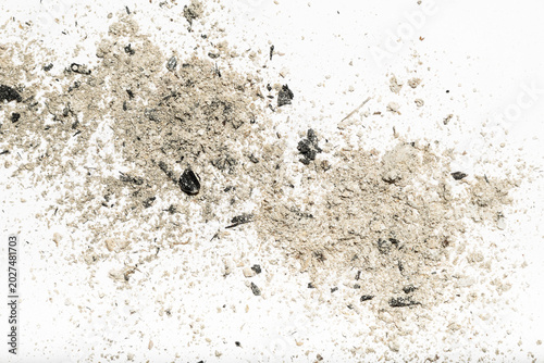 Light Ash Debris on White
