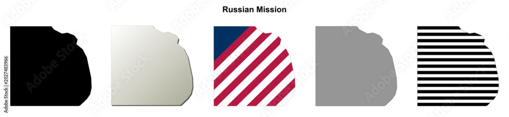 Obraz premium Russian Mission (Alaska) blank outline map