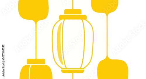 Fotografie Yellow Lanterns Hanging Decorative Elements