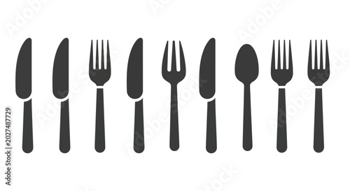 Photos Cutlery Set Silhouette - Fork Knife Spoon Collection Isolated