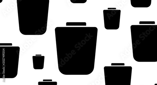 Photos Black Trash Can Icons Seamless Pattern on White Background