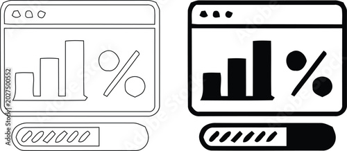 Web Analytics Browser Loading Progress Bar Chart Percentage Icon 4k