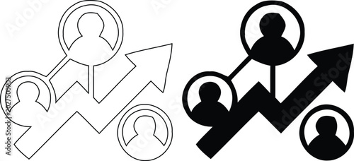 User Traffic Growth Chart Arrow Connected Profile Network Icon 4k Ultra HD