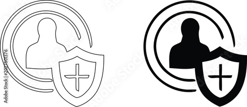 Secure User Profile Protection Shield Medical Insurance Account Safety Icon 4k Ultra HD