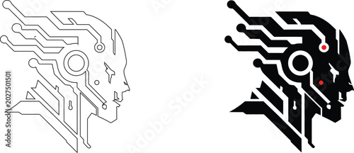 Artificial Intelligence Cybernetic Cyborg Robot Human Head Circuit Board Icon 4k Ultra HD