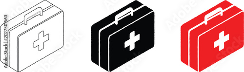 Isometric First Aid Kit Medical Briefcase Emergency Doctor Suitcase Icon 4k Ultra HD