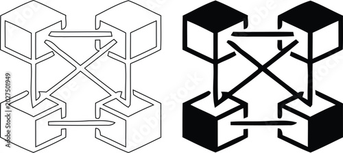 Blockchain Cryptocurrency Network Decentralized Cube Nodes Connection Icon 4k Ultra HD