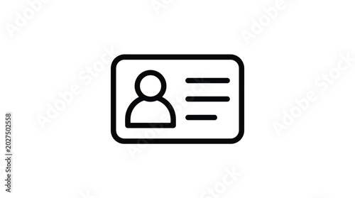 The identification card icon features a simple outline of a person's silhouette positioned next to three horizontal lines on a white background.