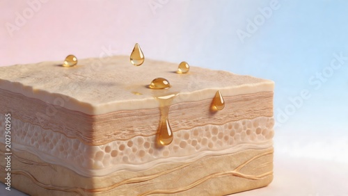 Skin layer with droplets