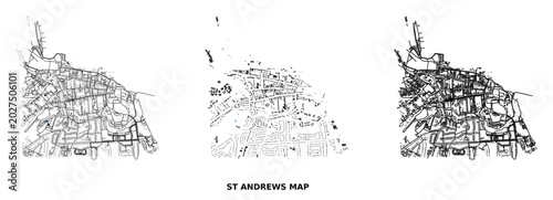 Εκτύπωση καμβά Figureground diagram of st andrews, scotland, showing urban street networks and
