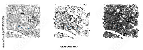 Tableau sur toile Urban morphology analysis maps of glasgow city center showing street networks an