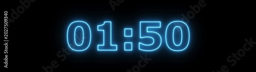 Countdown timer animation of 2 minutes on transparent background with alpha channels, 2 minutes countdown timer animation, countdown video.