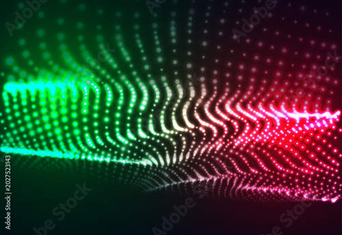 Tableau sur toile Neon Wave Grid Background