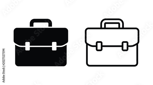 Briefcase icon set black and white outline design